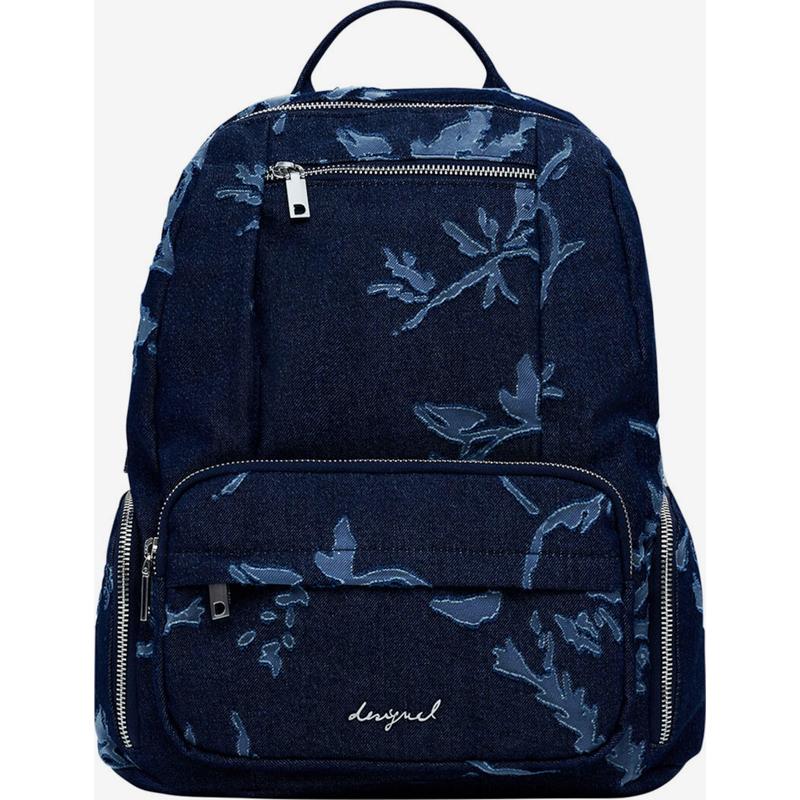 Desigual女士双肩包多口袋前袋收纳顶部提手可调节背带深蓝色