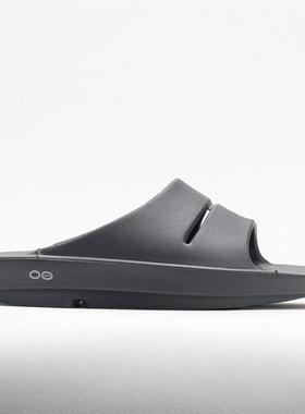 代购Oofos男士拖鞋缓震减压防潮灰色轻质单层鞋面一体成型