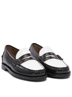 代购Sebago/仕品高小牛皮拼接休闲乐福鞋女经典莫卡辛鞋黑白百搭