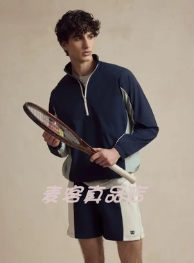 代购Wilson Victory Popover威尔胜男子网球运动半拉链夹克