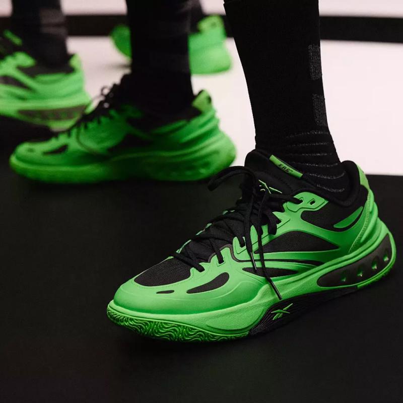 代购REEBOK Engine A锐步个性潮流黑绿拼色缓震耐磨男女高性能篮