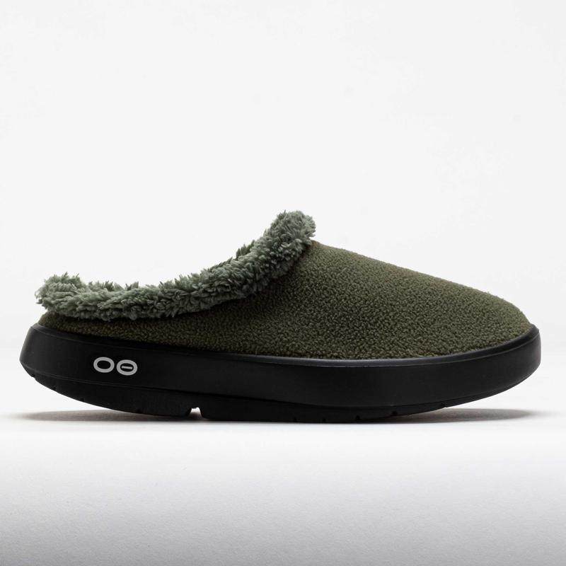 代购Oofos男士拖鞋缓震支撑足弓减压舒适缓疲毛绒内里可机洗环保