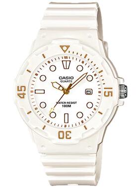 代购卡西欧女士腕表计时夜光日期旋转白色树脂防水钢带运动游泳