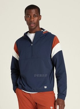 代购Wilson威尔胜Technical Popover男子网球运动夹克半拉链连帽