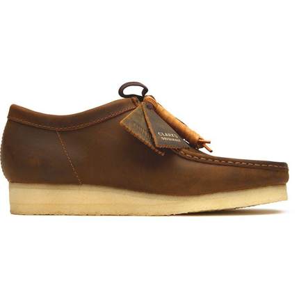 代购clarks男士Wallabee鞋透气吸汗软底防滑棕色真皮鞋面