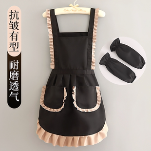 2025新款防泼水透气围裙公主风定制印字围腰短工作服美甲做饭家用