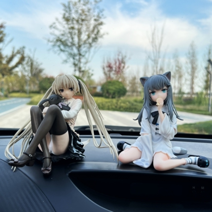 High-End Two-Dimensional Car-Mounted Figurine Cat Girl Anime Car Ornament Dashboard Decoration Gift for Women