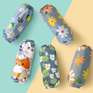 涤棉帆布工作上班用针织短防水防油 时尚 春秋防污套袖 女办公室夏季