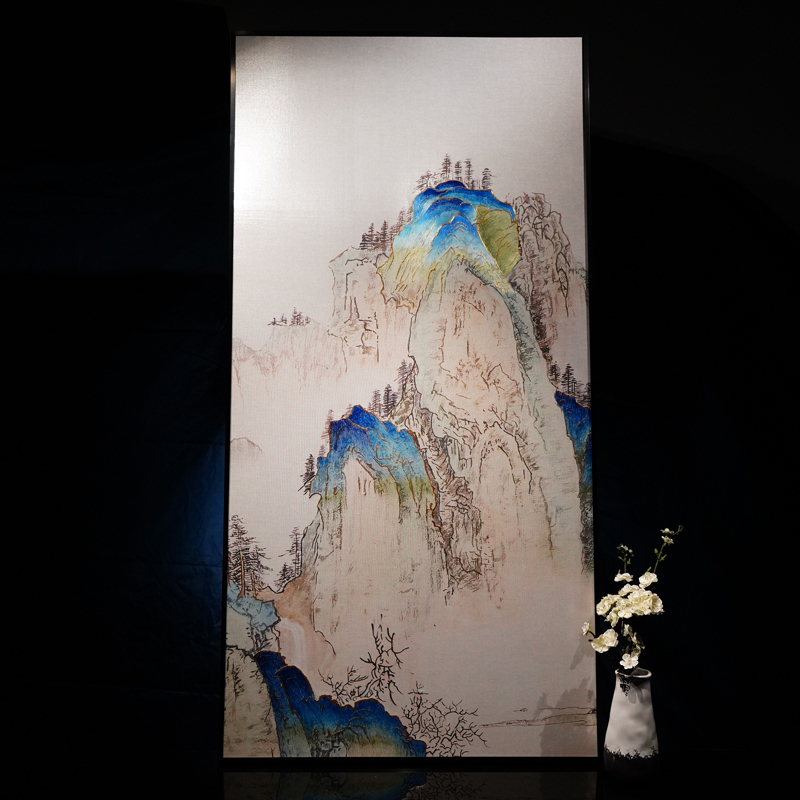 现货纯手工苏州刺绣玄关过道走廊装饰挂画春江富水半绣半绣可定制图片