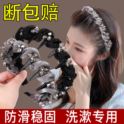 水钻高颅顶发箍女款带齿防滑头箍