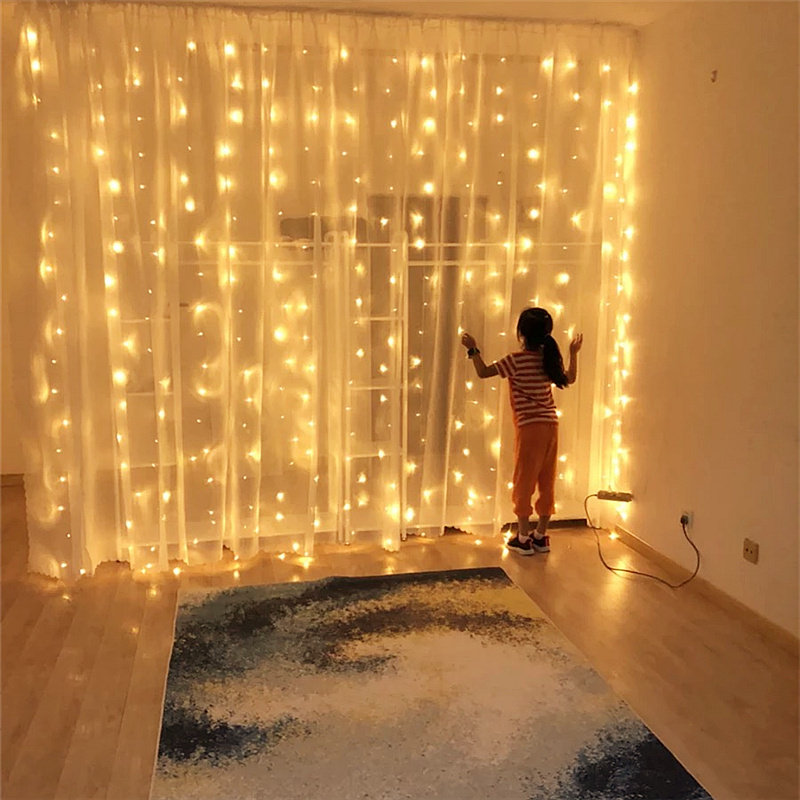led窗帘灯少女房间卧室装饰氛围灯布置圣诞节彩灯闪灯串灯满天星