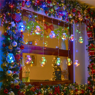 LED彩色气泡球装饰灯串圣诞节日氛围感窗户门帘挂饰防水灯
