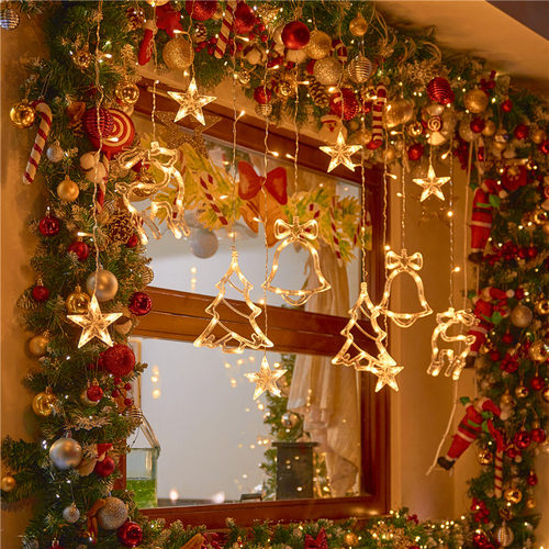 圣诞装饰灯小彩灯星星灯窗帘灯