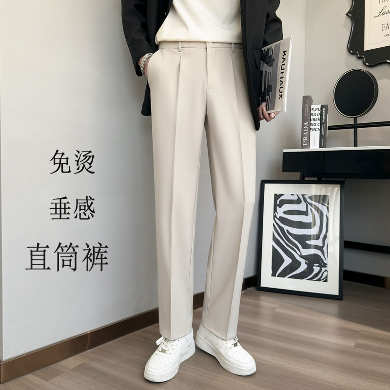 阔腿裤西装裤直筒茶色西服长裤