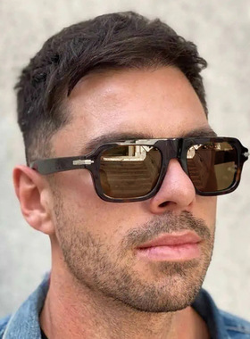 新款时尚方形墨镜男士开车驾驶眼镜户外旅行大框欧美太阳镜潮