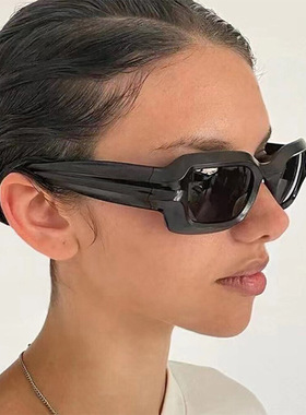 潮流方框网红太阳镜时尚波纹腿凹造型嘻哈墨镜ins网红欧美眼镜