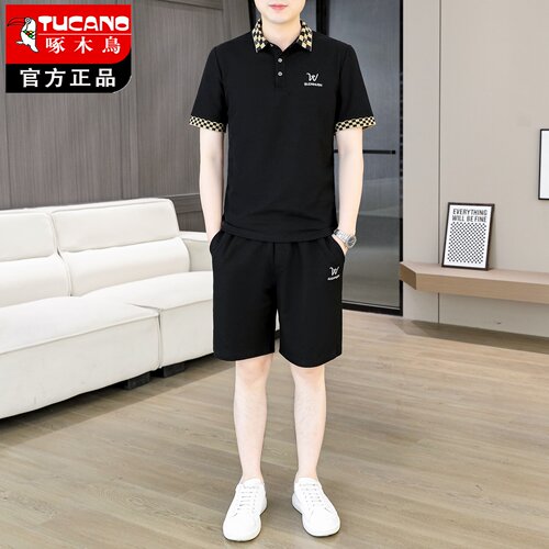 啄木鸟男夏季POLO衫短裤运动套装