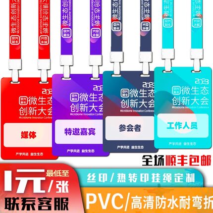 高清PVC工作证工牌胸卡嘉宾证参会证参观证双卡扣工作牌胸牌定制