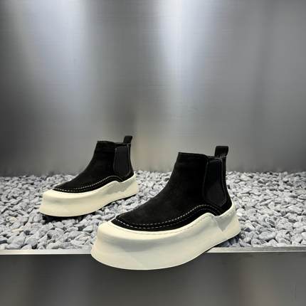 P6880软底一脚蹬懒人鞋潮流真皮透气短靴男士复古高帮休闲板鞋男