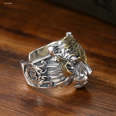 老虎戒指钛钢虎头男士 个性 潮男霸气单身潮人食指戒子日韩老虎生肖