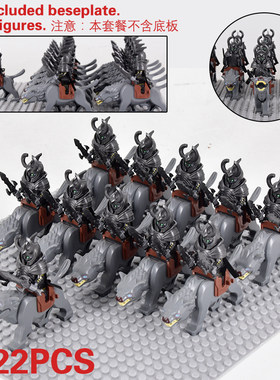 拼装积木古代士兵狼坐骑玩具