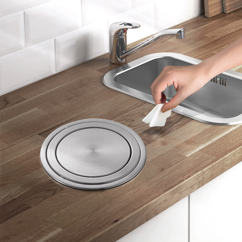 台面隐形嵌入式不锈钢垃圾桶盖