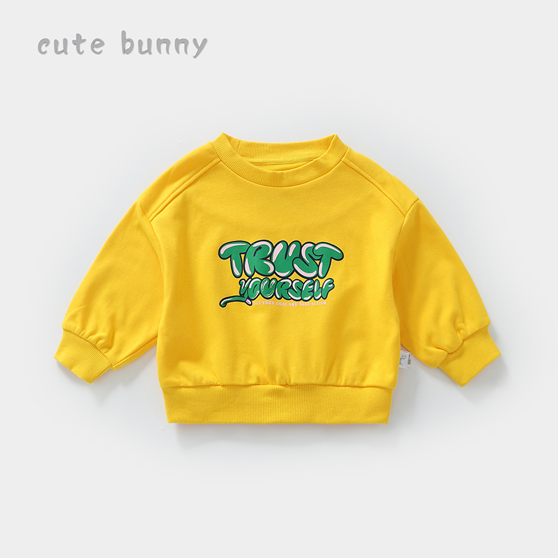 cutebunny2024春装新款婴幼儿黄色爆款上衣男女宝宝卫衣小童潮