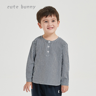 婴幼儿休闲宝宝长袖 男童纯棉衬衫 格子上衣 新款 cutebunny2024春装