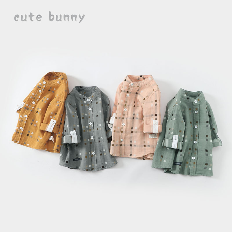 男童长袖衬衫纯棉春装婴幼儿童装男宝宝立领上衣中小童帅气衬衣潮