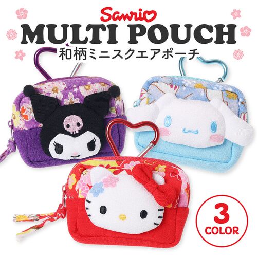 日本代购三丽鸥kitty玉桂狗库洛米日式和服花朵小包口金零钱包