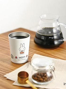 日本进口米菲新款白色不锈钢卡通水杯保温保冷杯随手杯真空断热