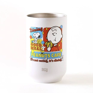 日本代购正版PEANUTS花生史努比复古不锈钢真空隔热水杯不退不换