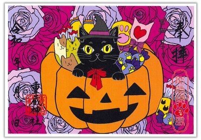 日本重藏神社限定御朱印贴黑猫朱印帐生日礼物可配相框