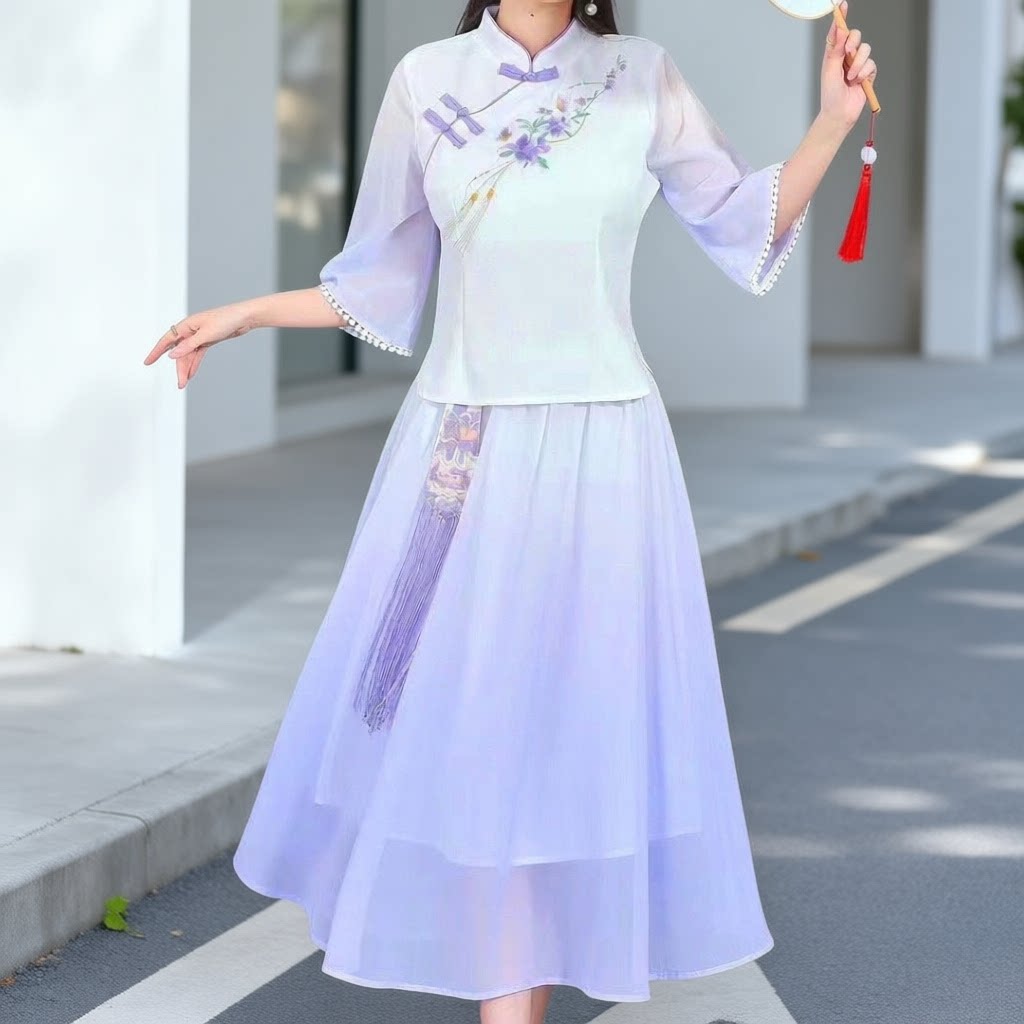 改良版汉服旗袍两件套女2026汉服套装