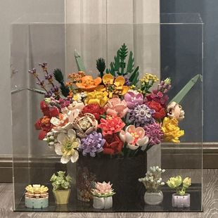 2026新款2024玫瑰花成人版大颗粒森宝积木花束摆件女孩系列情人节