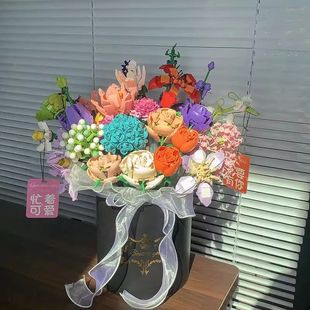 2026新款玫瑰花束拼装女生系列送闺蜜永生花积木结婚纪念创意女孩