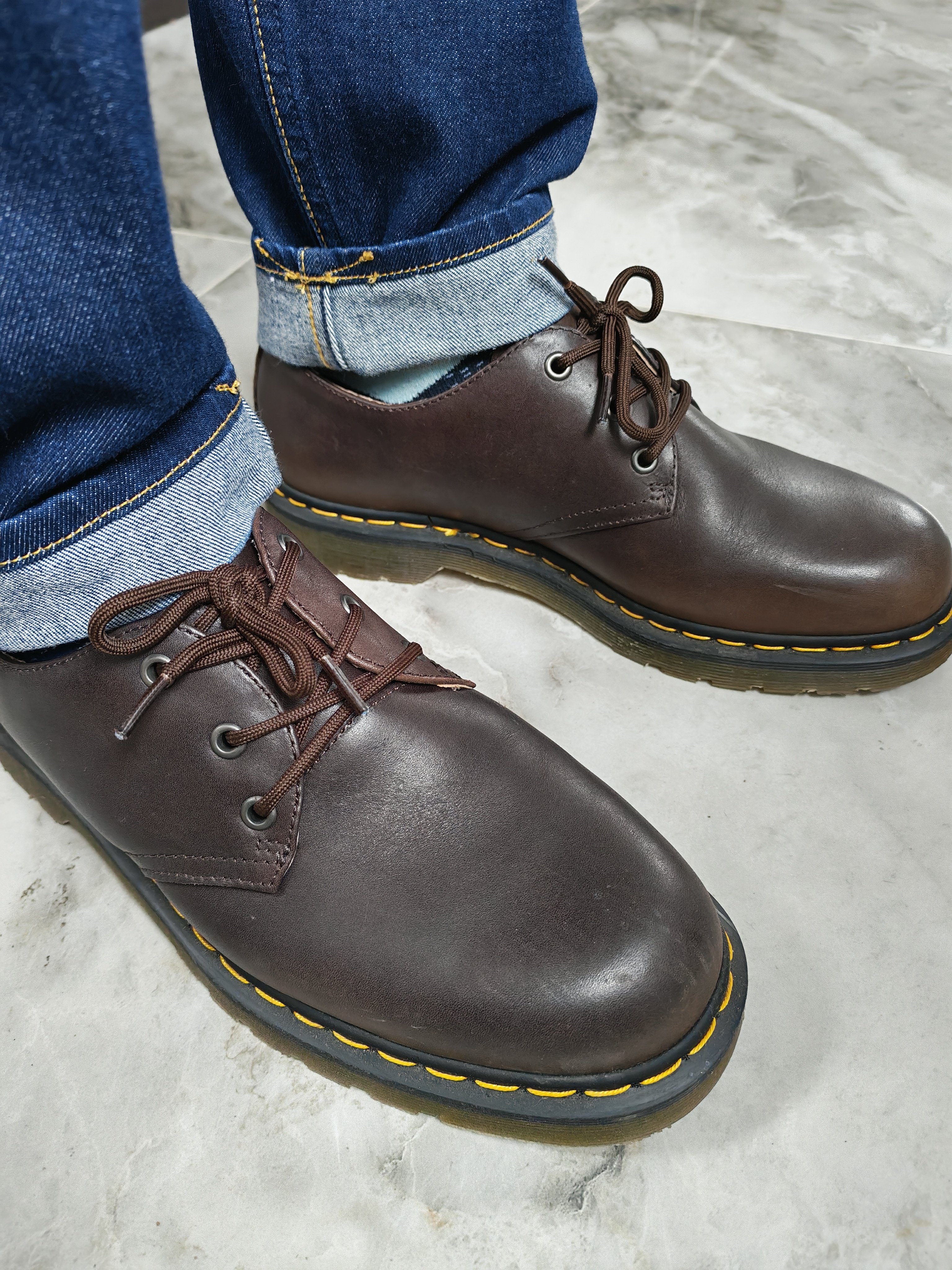 thumbnail for Thick cowhide vintage men's low-top martin cargo shoes round toe Goodyear breathable British style for both men and women