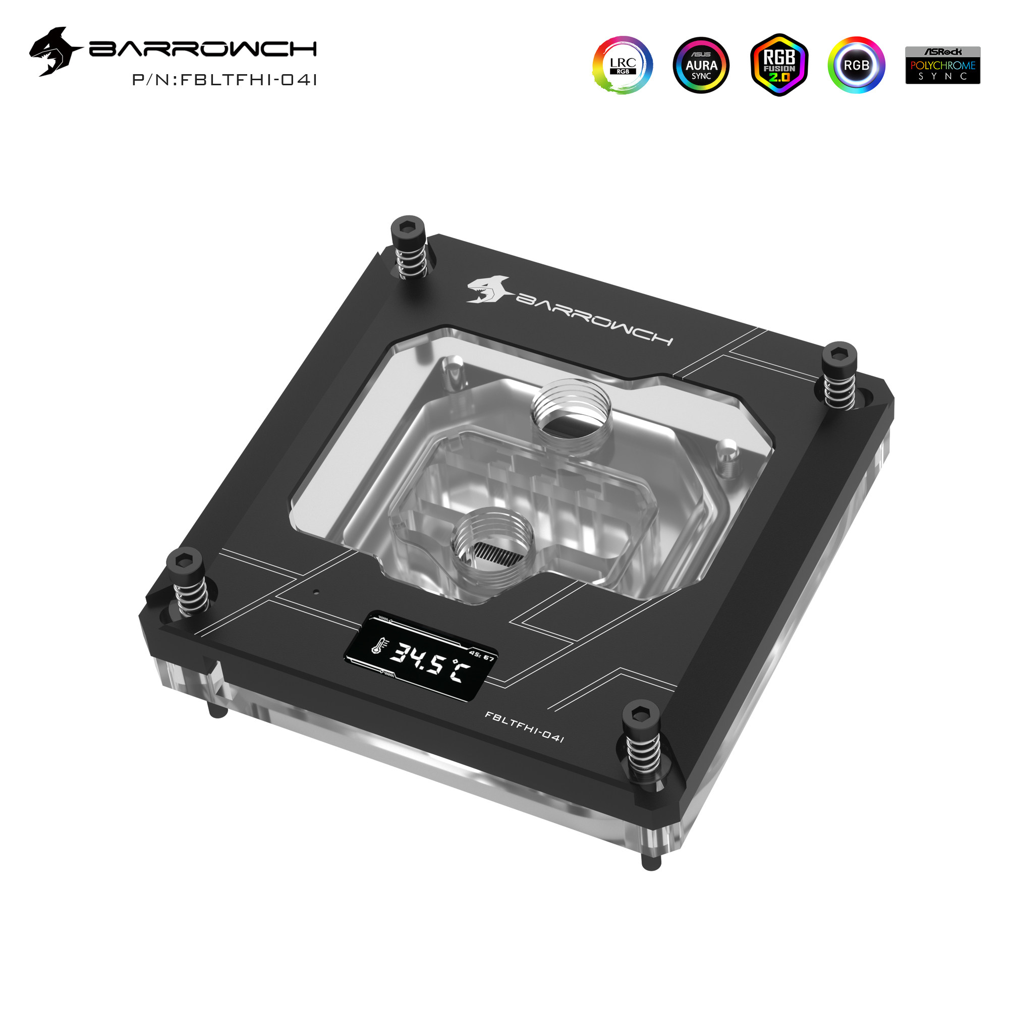 Barrowch 115X/1700/X99/X299平台 TFT数显 CPU水冷 FBLTFHI-04I - 实物图