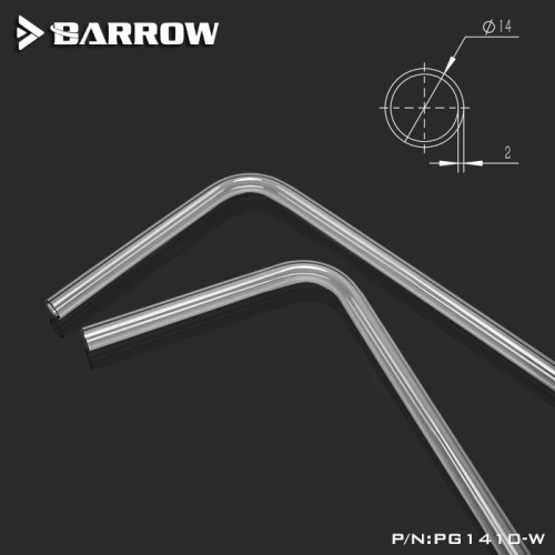 Barrow 硬管14*10常温型透明PETG人工90度弯水冷初学PG1410-W