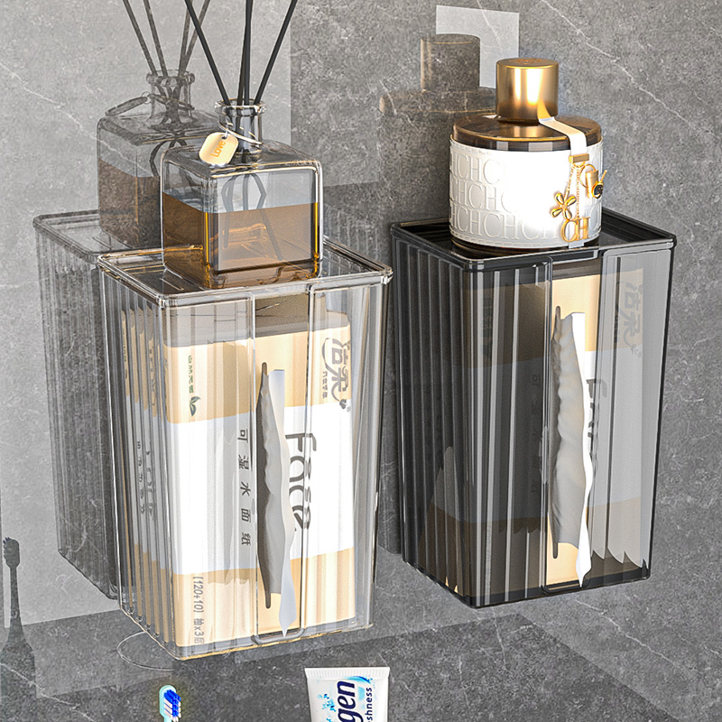 免打孔壁挂式纸巾盒洗脸巾收纳盒