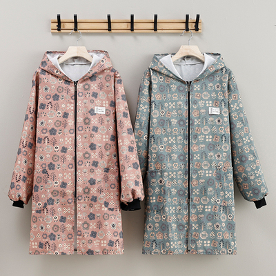 新款冬季加绒长袖围裙