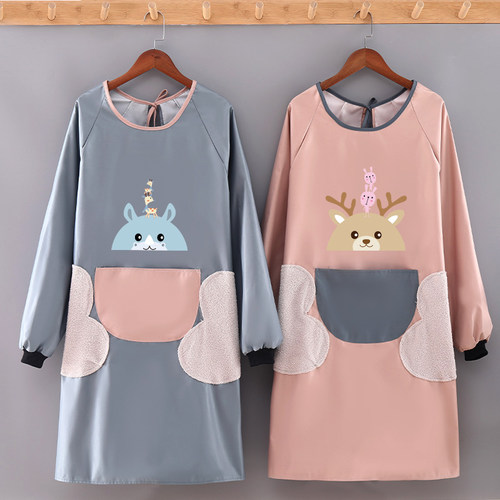 厨房韩版长袖90后罩衫全身围裙