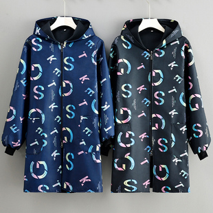 冬季加绒长袖拉链围裙加厚防脏污罩衣保暖男女干活外穿上班工作服