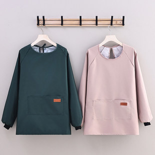 反穿长袖短款围裙防油污男女厨房做饭罩衣工厂上班餐饮奶茶工作服