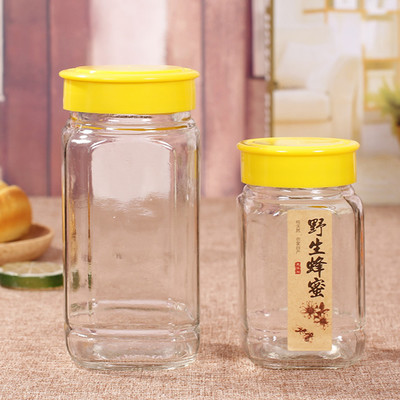 八角六棱玻璃蜂蜜瓶空瓶子500g 1000g1斤2一二斤装酱菜罐头密封罐