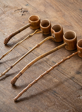 竹根长柄茶勺舀茶勺子水勺竹鞭酒提子舀水勺水瓢竹制打酒勺净手勺