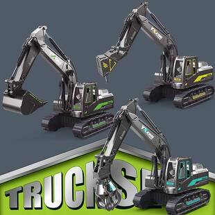 儿童工程车模型破碎锤破拆机玩具仿真耐摔钻机打洞凿石机抓石机男