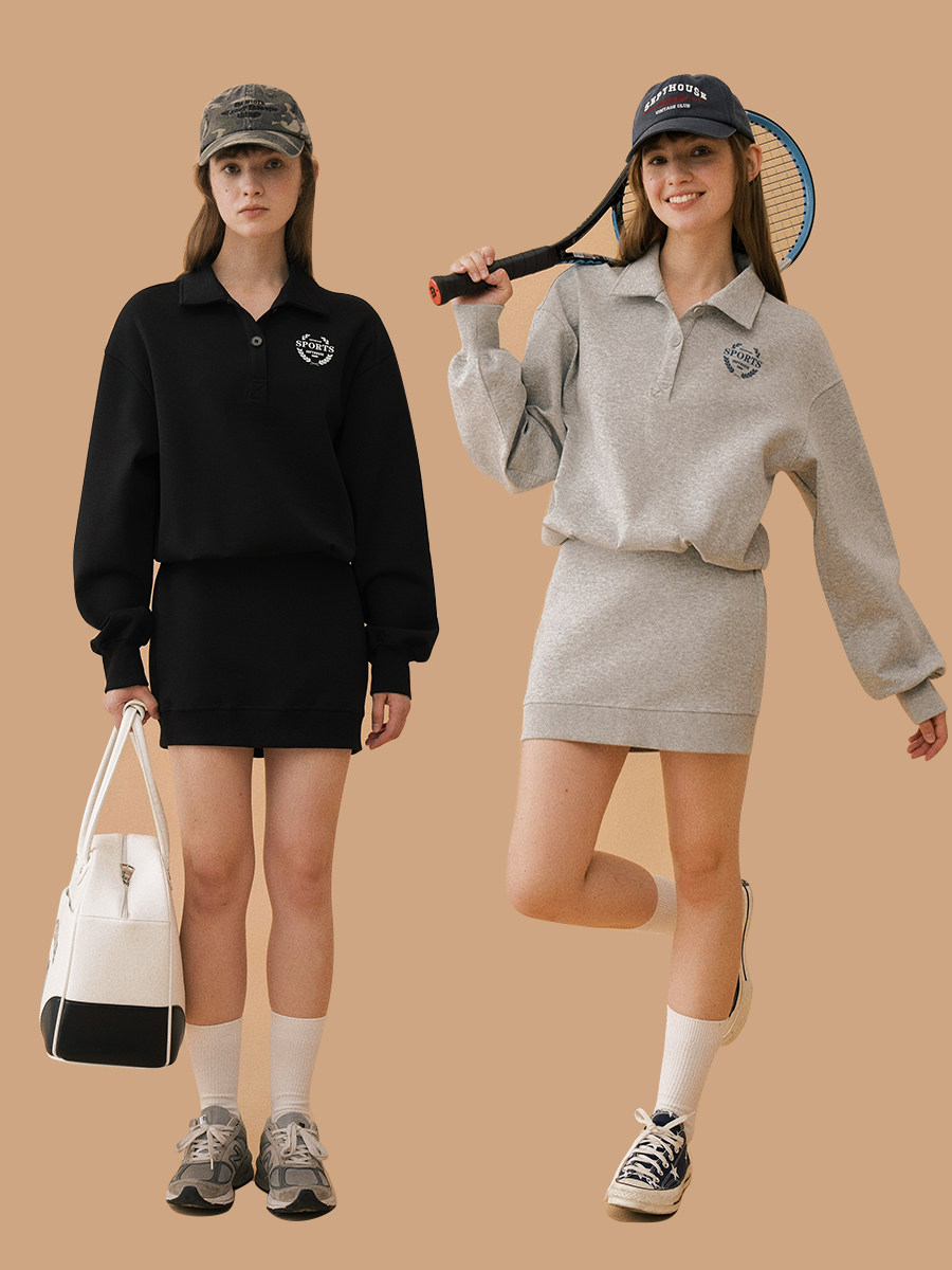 休闲包臀棉字母polo衫学院风