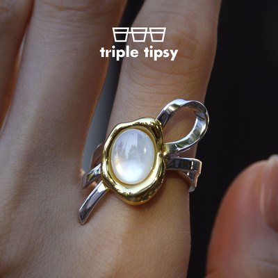 triple tipsy三倍微醺 Sealed 情书系列 火漆印缎带拼色贝母戒指
