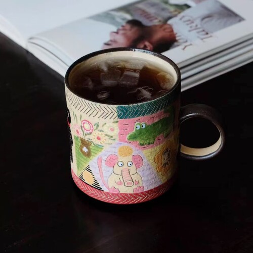 350ml拿铁咖啡杯水杯景德镇手作